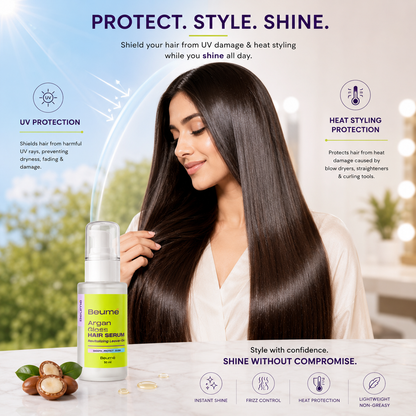 Beume Argan Gloss Hair Serum – Anti Frizz Leave-In Serum with UV & Heat Protection