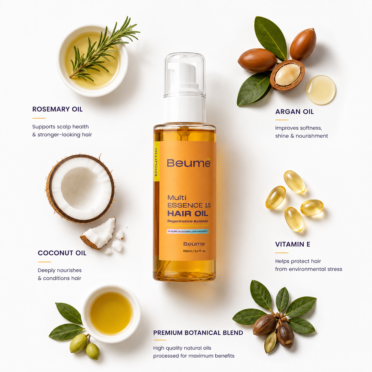 Beume Multi Essence 15 Hair Oil – Nourishing Hair Growth & Repair Oil
