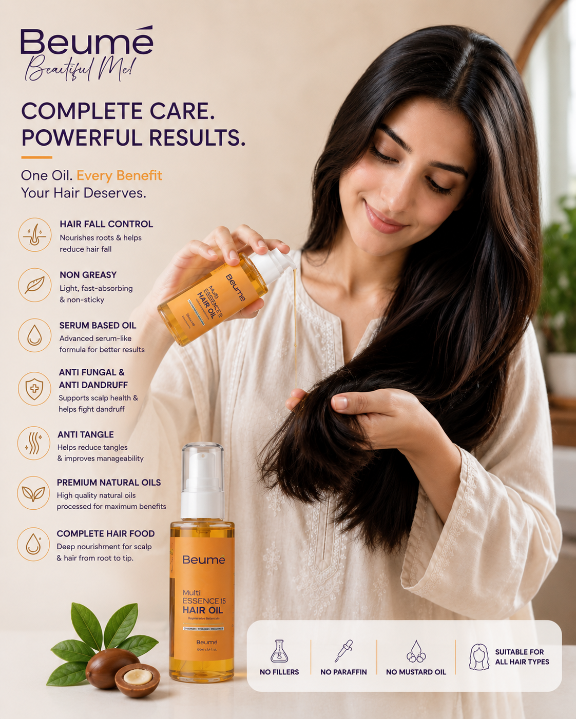 Beume Multi Essence 15 Hair Oil – Nourishing Hair Growth & Repair Oil